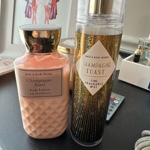 Bath and body Works champagne toast, body lotion, 3/4 full and mist